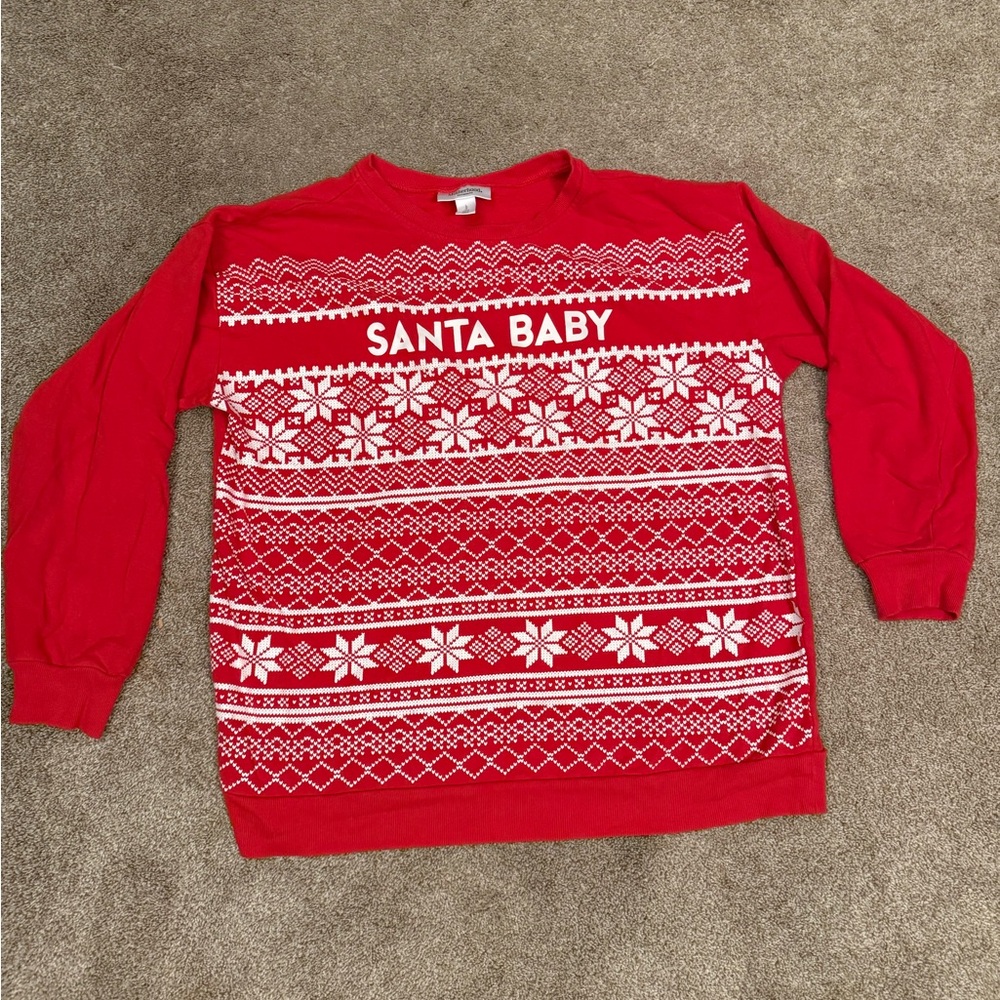 Motherhood Maternity Red 'Santa Baby' Crewneck Sweater